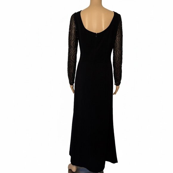 Daymor Couture Black Long Sleeve Lace Illusion Neckline Gown - Size 10 - Picture 3 of 6